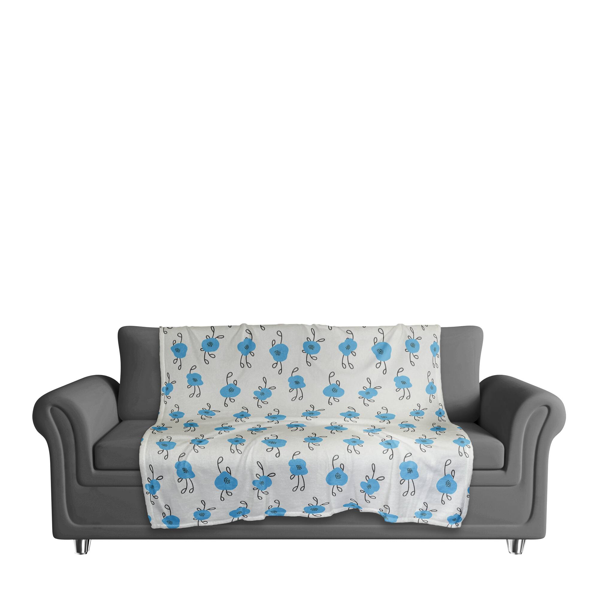 Blue Blooms 50" x 60" Coral Fleece Blanket